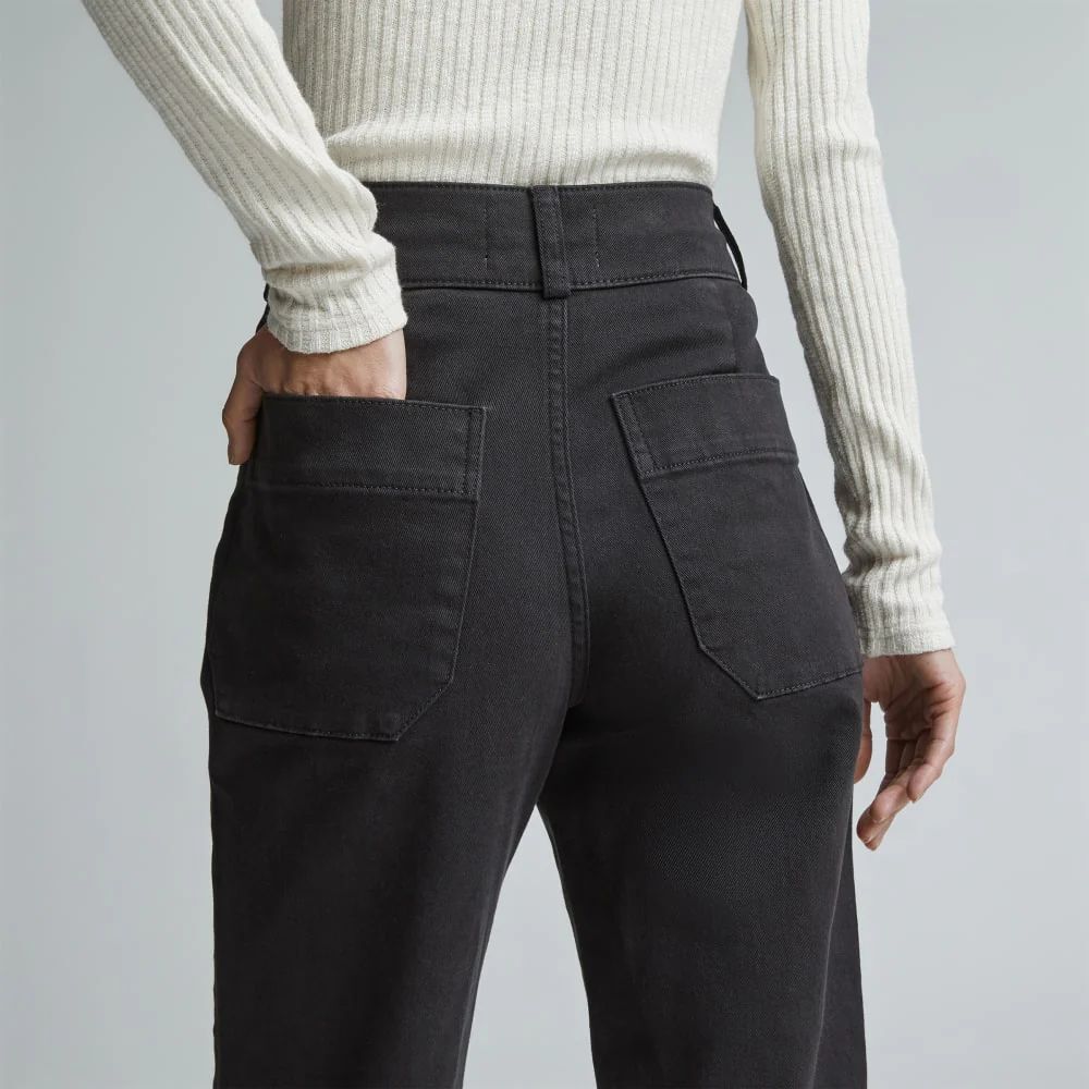 NWT Everlane The Organic Straight Leg Pants Womens Size 2 Black High Rise Jeans - Picture 12 of 12